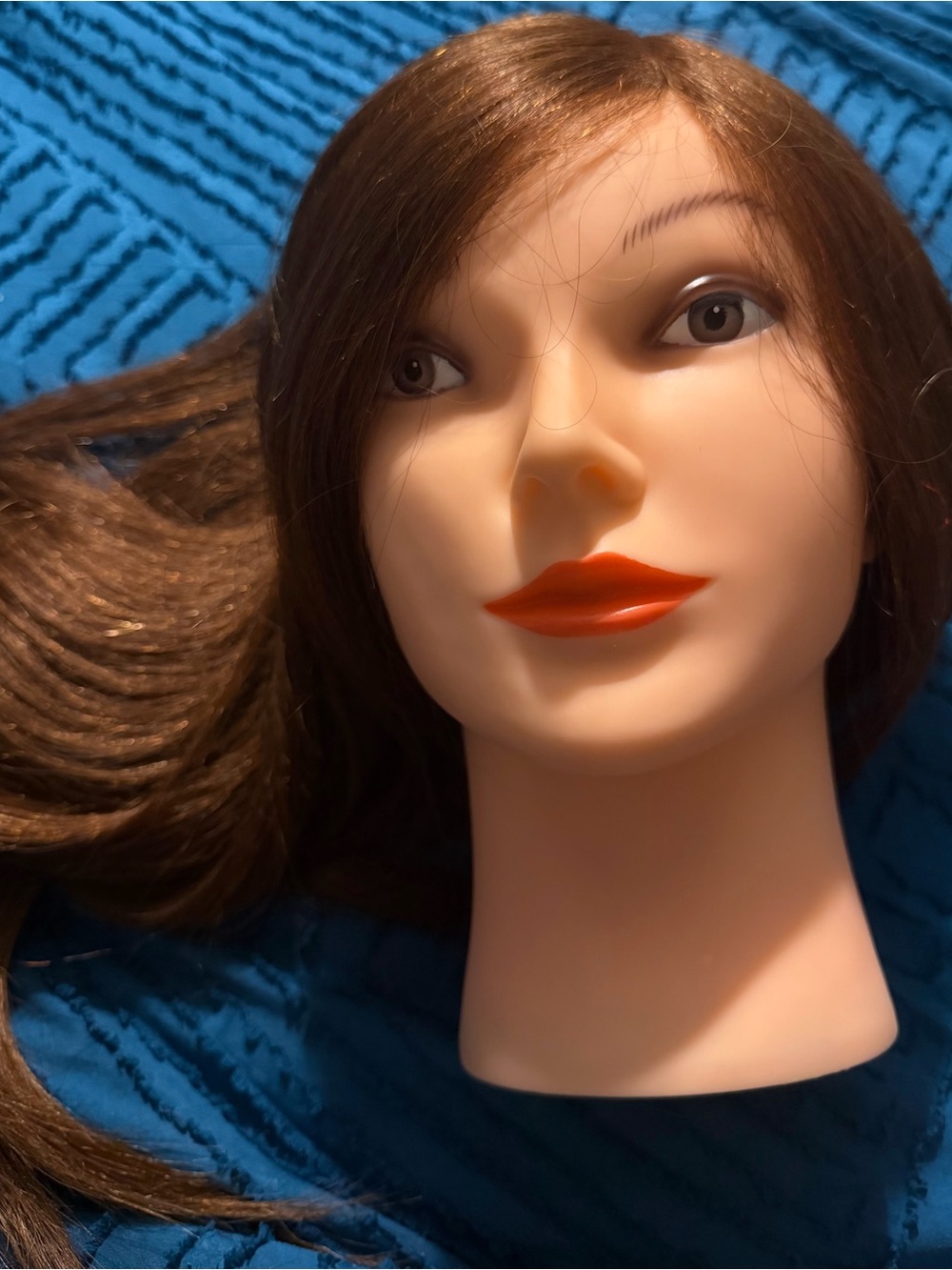 Training Mannequin Head with Long Brown Hair for Styling Practice